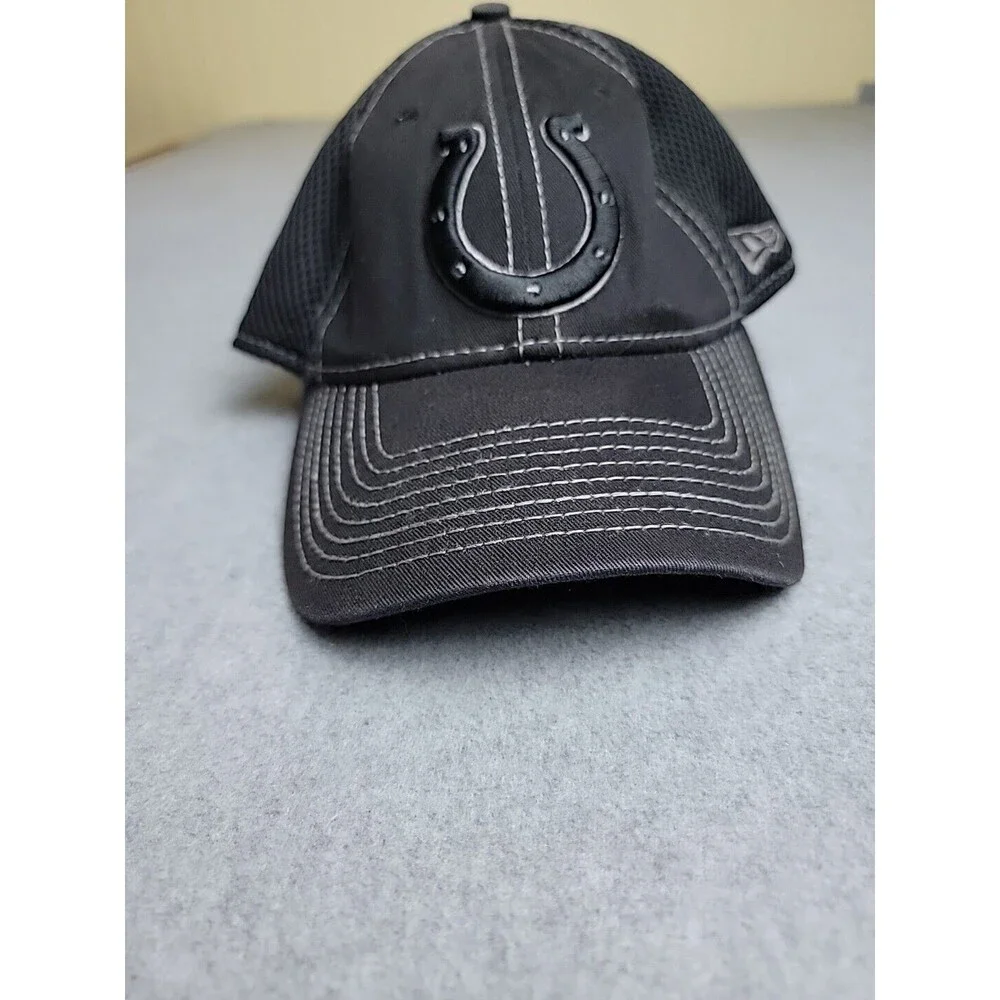 New Era‎ NFL Indianapolis Colts Hat Cap S M 39Thirty Black Embroidered Logo